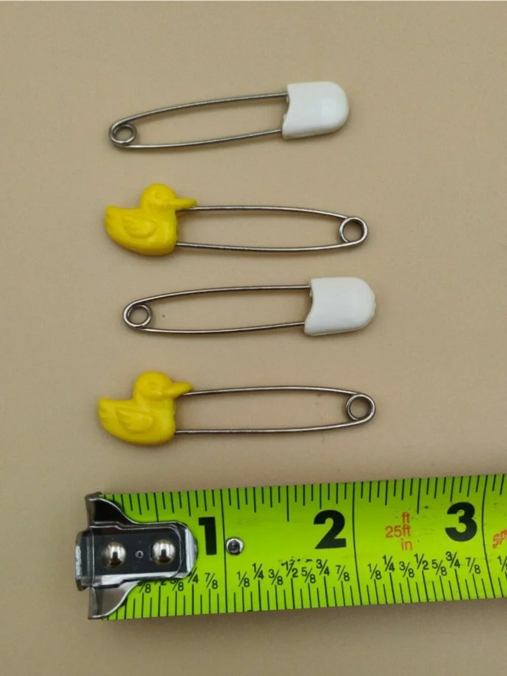 Vintage Baby Safety Pins Yellow Duck & White Cap Designs 3
